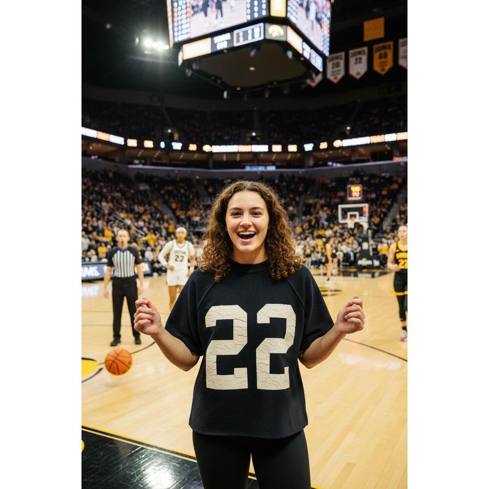 NEW THE ORIGINAL RETRO BRAND iowa "22" sliced short sleeve sweatshirt in black